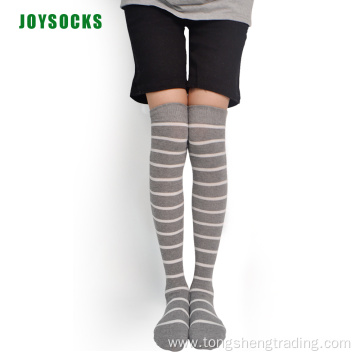long antibacterial over knee striped cotton lady's socks
